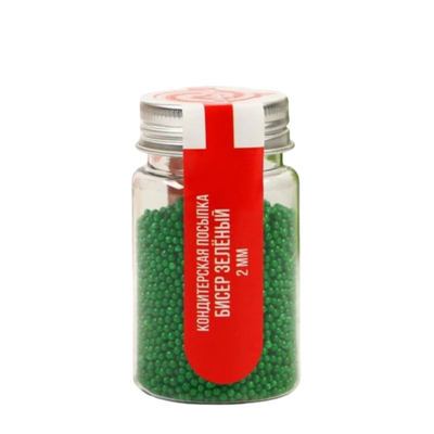 Новогодняя посыпка кондитерская "Бисер зелёный", 2 мм, 50 г