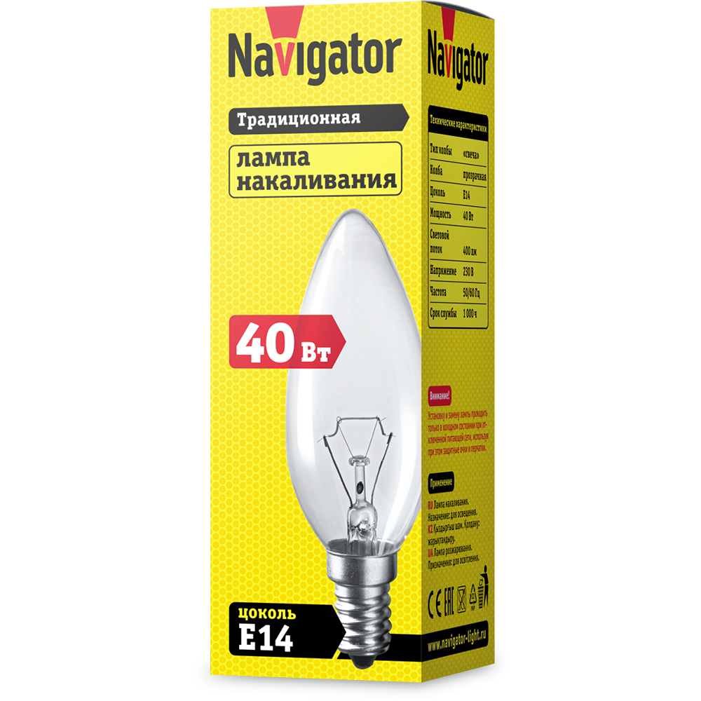 Лампа Navigator 94 303 NI-B-40-230-E14-CL (КНР)