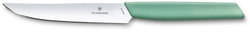 Фото нож для стейка VICTORINOX Swiss Modern прямое лезвие из нержавеющей стали 12 см рукоять из синтетического материала мятно-зелёного цвета с гарантией