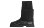 CHANEL Leather Ankle Boots Women"s Black