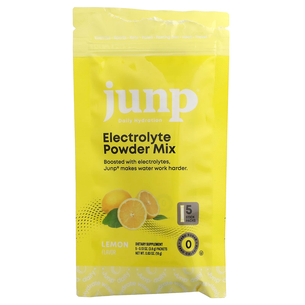 JUNP Hydration, электролитная порошковая смесь, со вкусом лимона, 5 пакетиков по 3,6 г (0,13 унции)