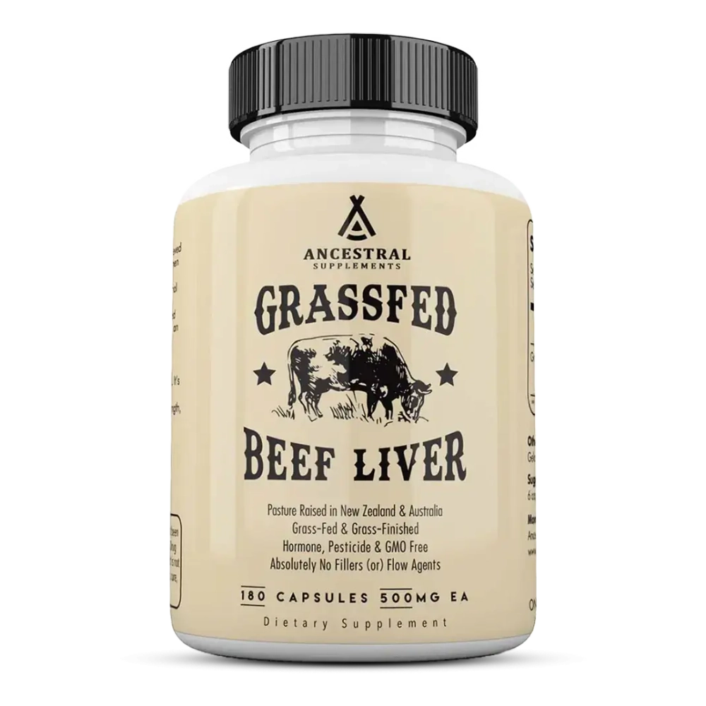 Ancestral Supplements - Grass fed Beef Liver 180 capsules 500mg
