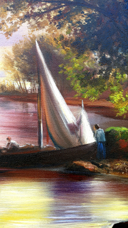 Пейзаж с лодками