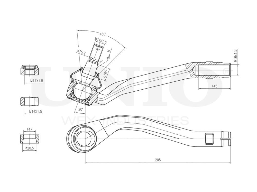 Наконечник рулевой левый UNIO SSP-10075