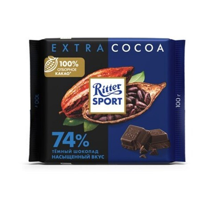 Ritter Sport темный шоколад 74% какао, 100 гр