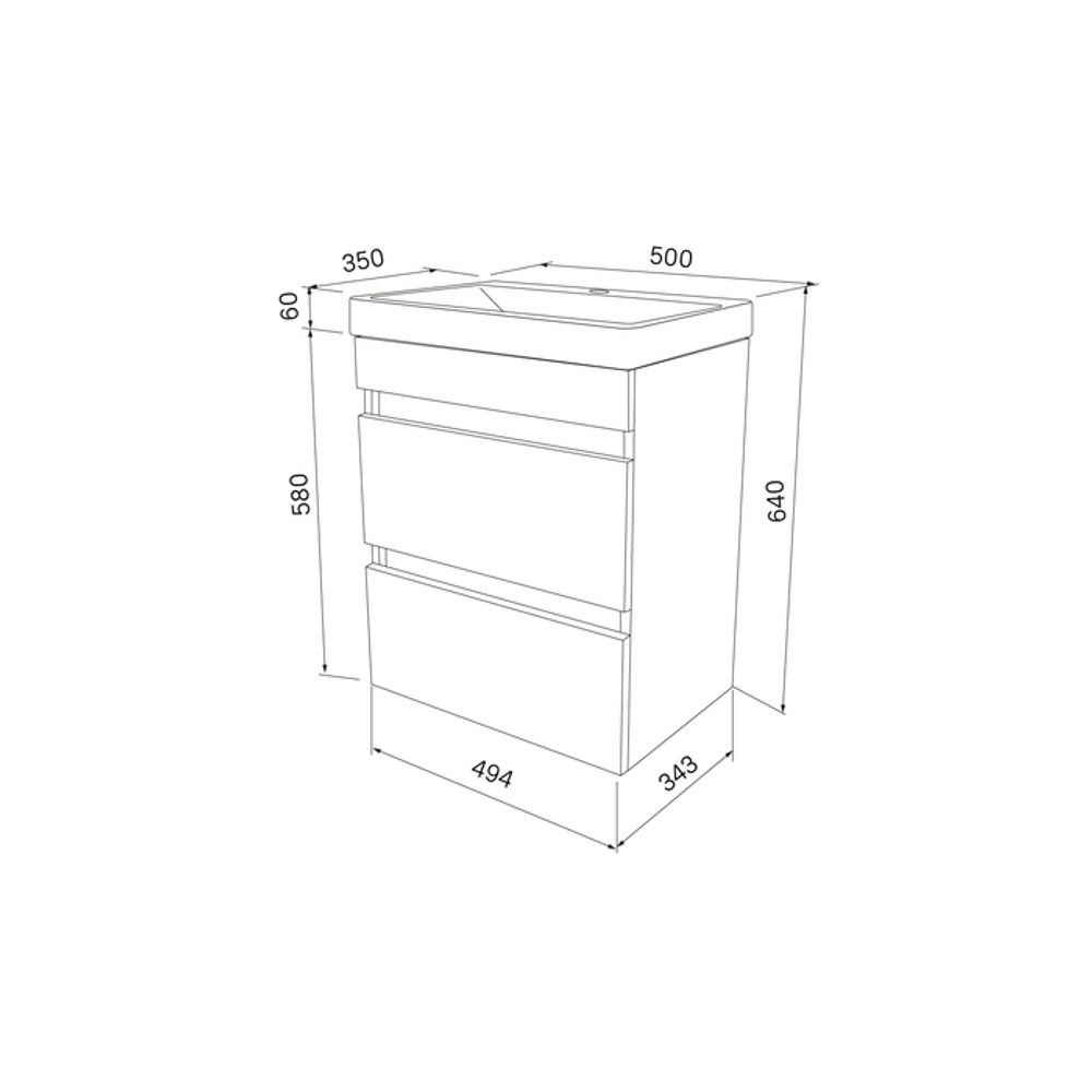 Тумба с умывальником подвесная с дверцами IDDIS Zodiac, белая, 50 см, ZOD5CD0i95K