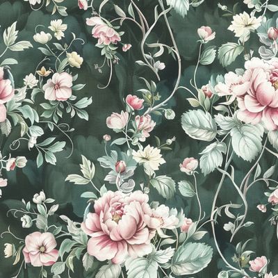 Акварельные розы на изумрудном фоне