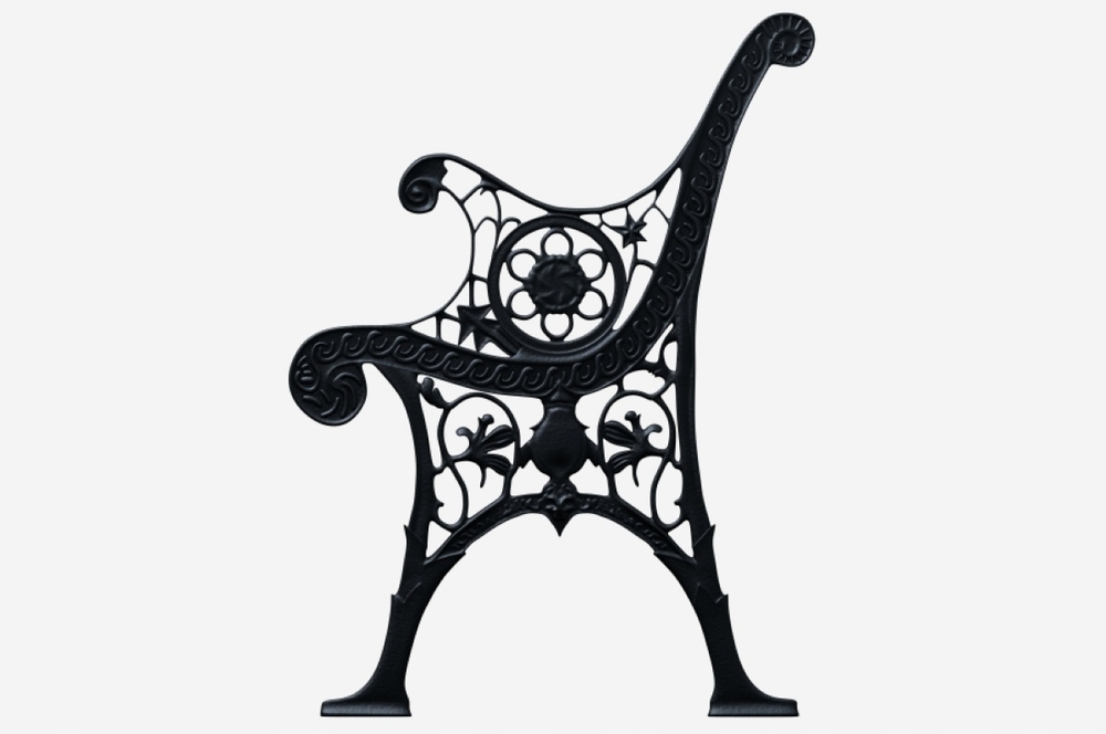 Чугунная уличная парковая скамейка Классик(Classic) трехместная, эконом