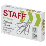 Скрепки STAFF "EVERYDAY", 22 мм, металлические, 100 шт., в картонной коробке, Россия, 220302