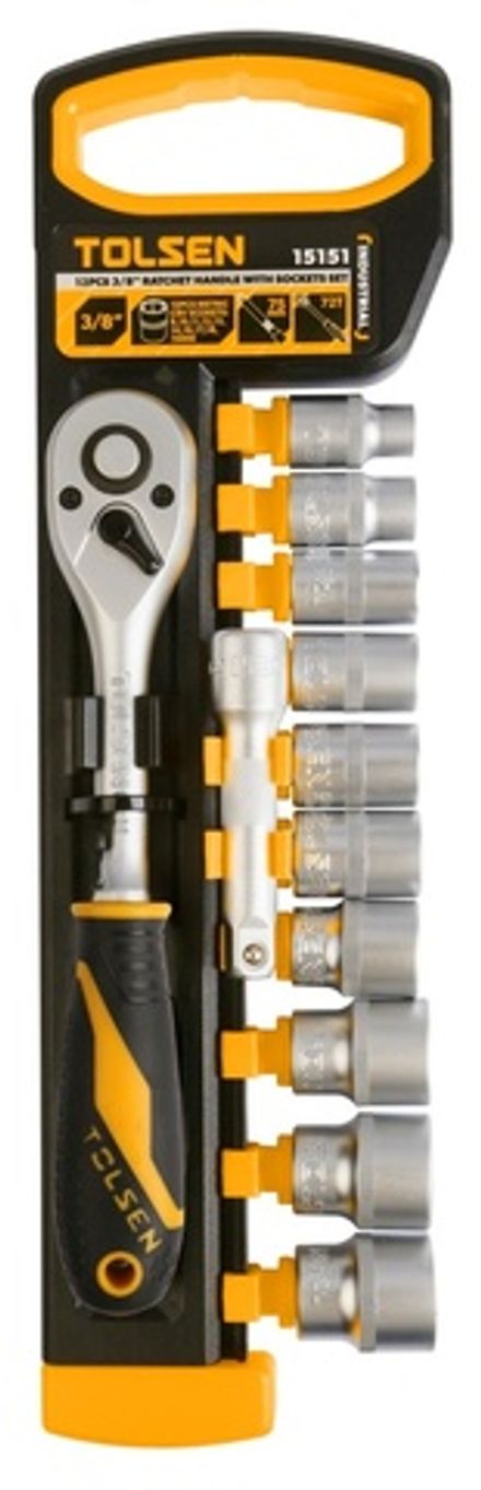 Цена на TOLSEN (TT15152) Набор торцевых головок с трещоткой 1/2", 10-22 мм, 12 предметов