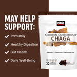 Force Factor, Modern Mushrooms ™, чага, жевательный шоколадный рулет, 300 мг, 30 мягких жевательных таблеток