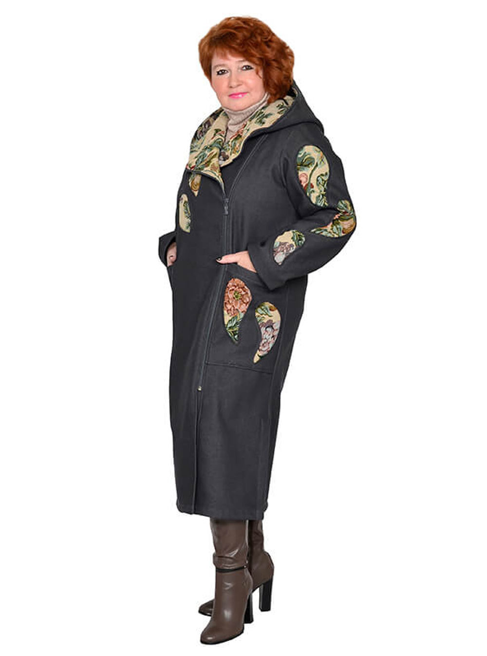 Пальто Полянки, джинс на флисе