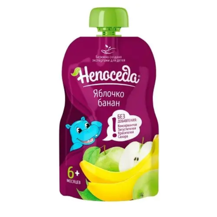 Пюре фруктовое Непоседа яблочко банан 6+ 90 гр пауч