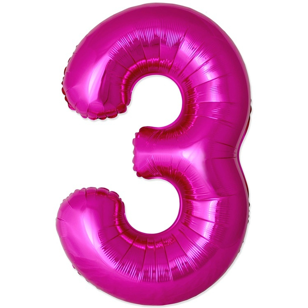 Цифры 102 см "Ярко-розовая фуксия металлик" слим (slim)