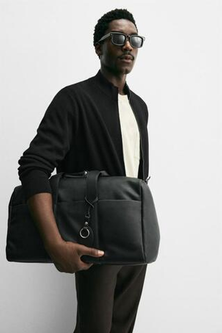 ZARA ДОРОЖНАЯ СУМКА ГЛАДКОЙ ТЕКСТУРЫ, ЧЕРНЫЙ