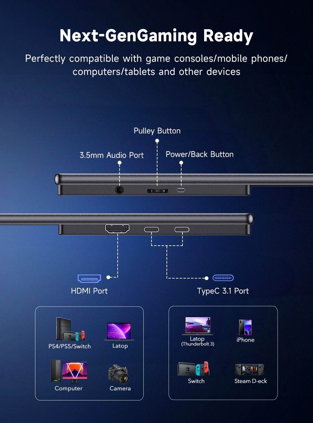23.8" Портативный игровой монитор UPERFECT Umax24 Pro 2560x1440, 180 Гц, IPS