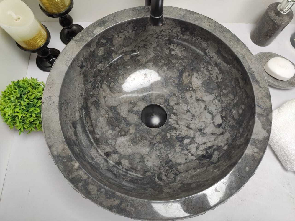 Раковина из мрамора Drum Black Marmo DM-60207 45*45*17