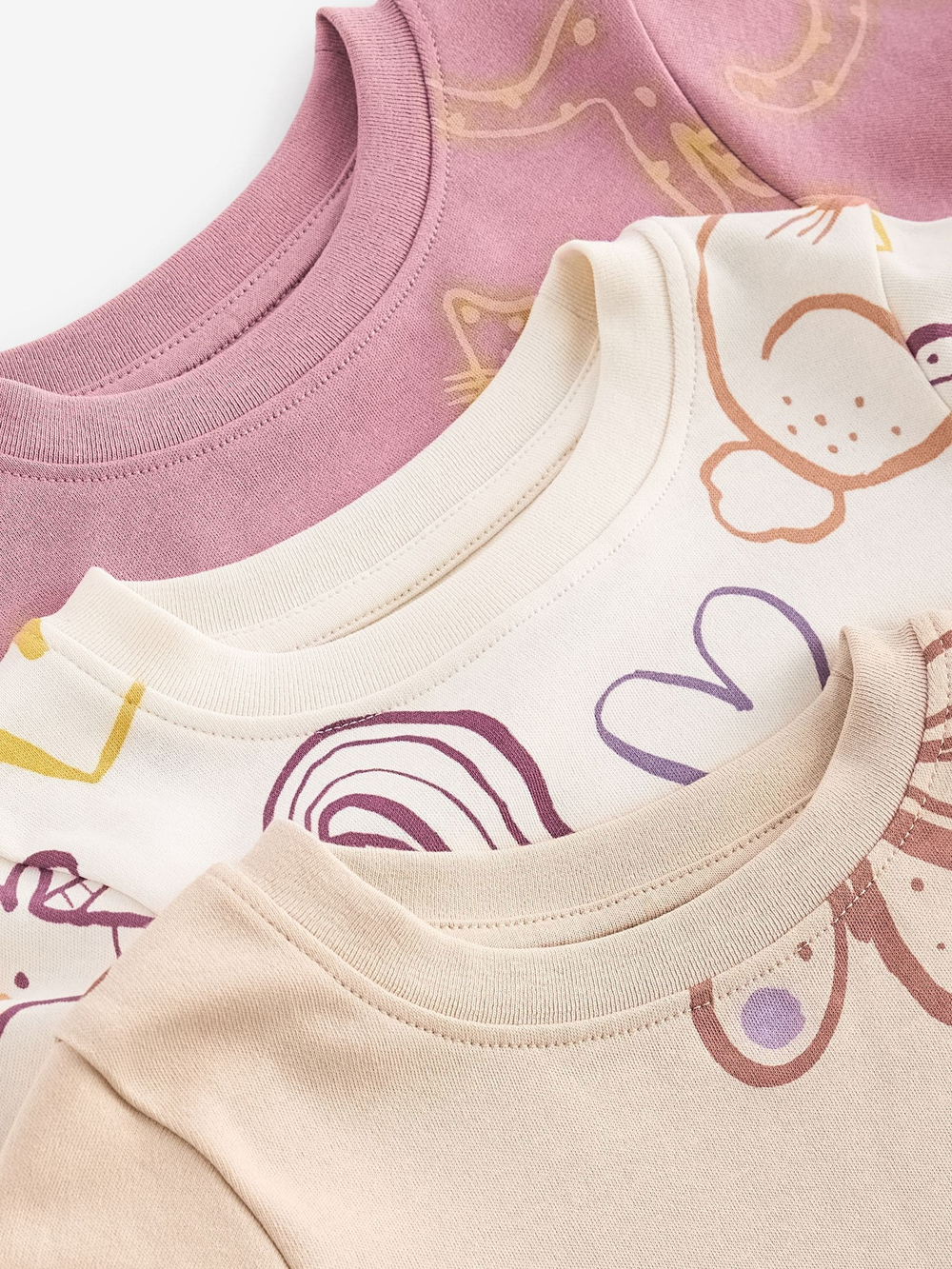 Пижама для девочки Next 192-108, 3 шт., Белый, Розовый, Кремовый