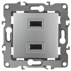 12-4110-03 ЭРА Устройство зарядное USB, 230В/5В-2100мА, IP20, Эра12, алюминий | ЭРА 12 Алюминий