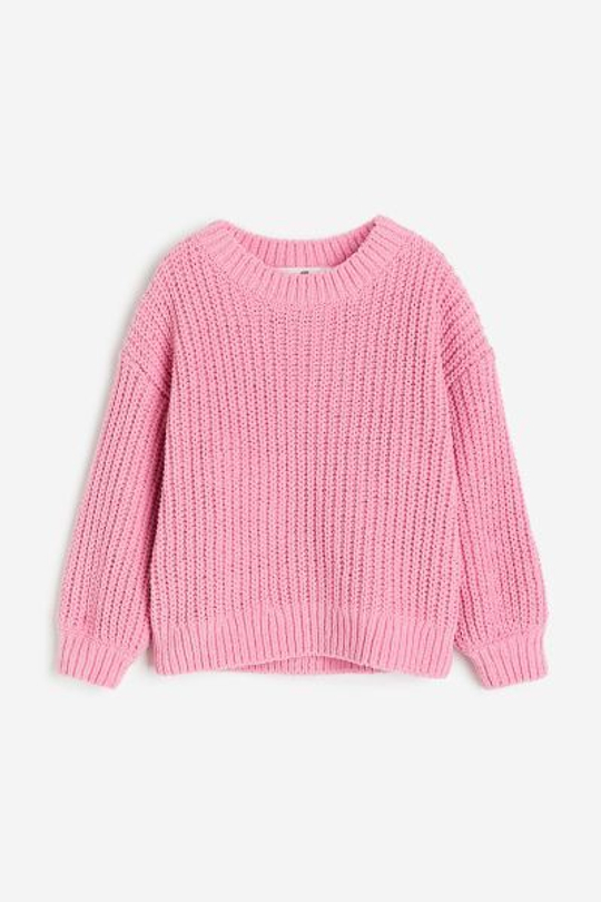 H&M Трикотажный свитер крупной вязки, розовый