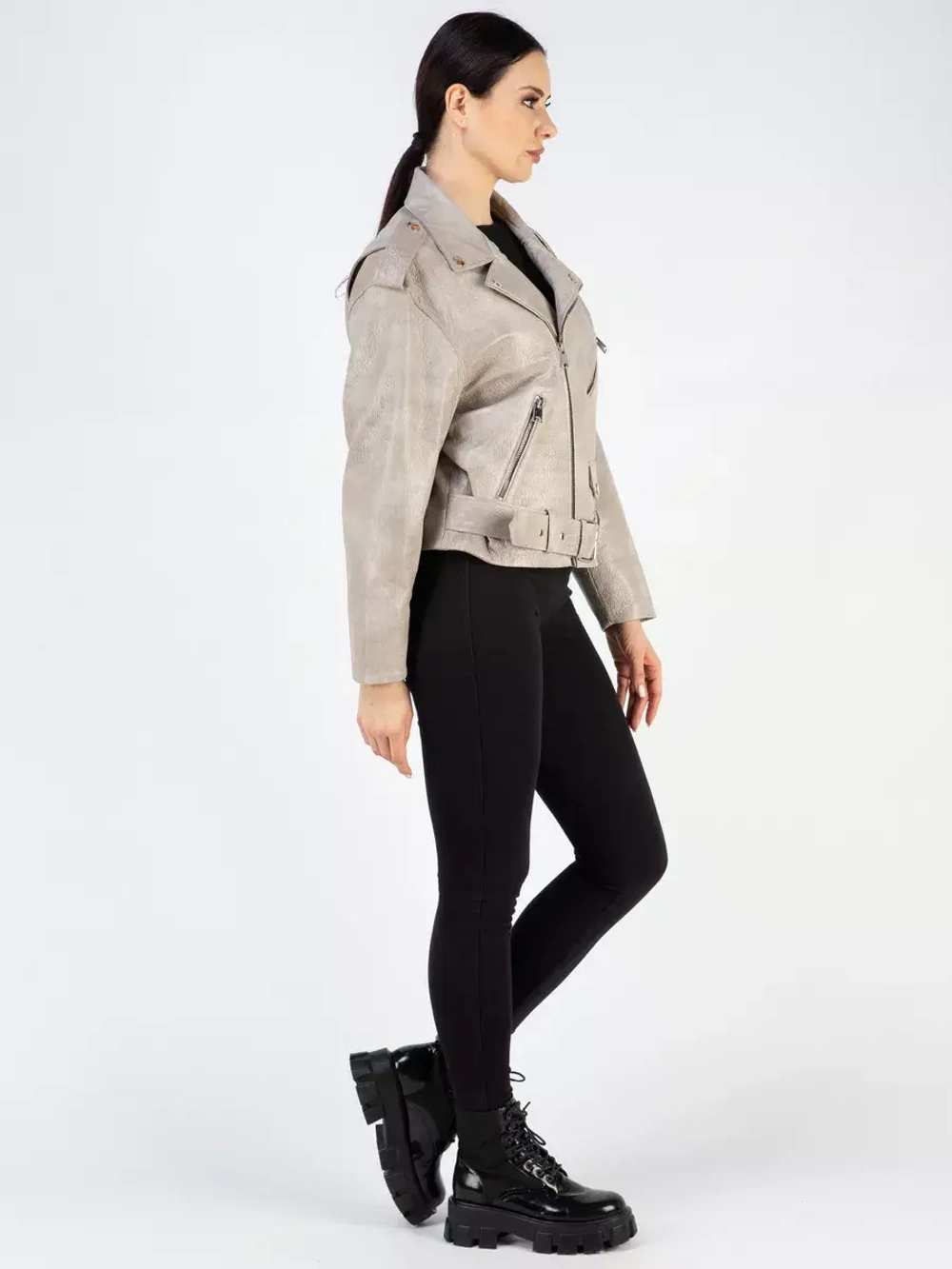 Куртка кожаная натуральная косуха оверсайз