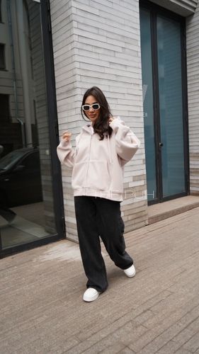 Худи на молнии в цвете пудра