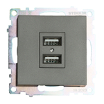 Розетка 2-местная USB (механизм), 250В, 2,1А, серия Катрин, графит, GLS10-7115-06 49422