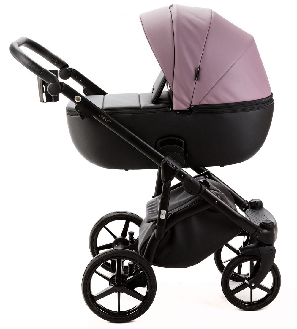 Детская коляска Adamex Nola Deluxe 3 в 1 N-SD106 (СИРЕНЬ КОЖА + ЧЕРН.КОЖА)