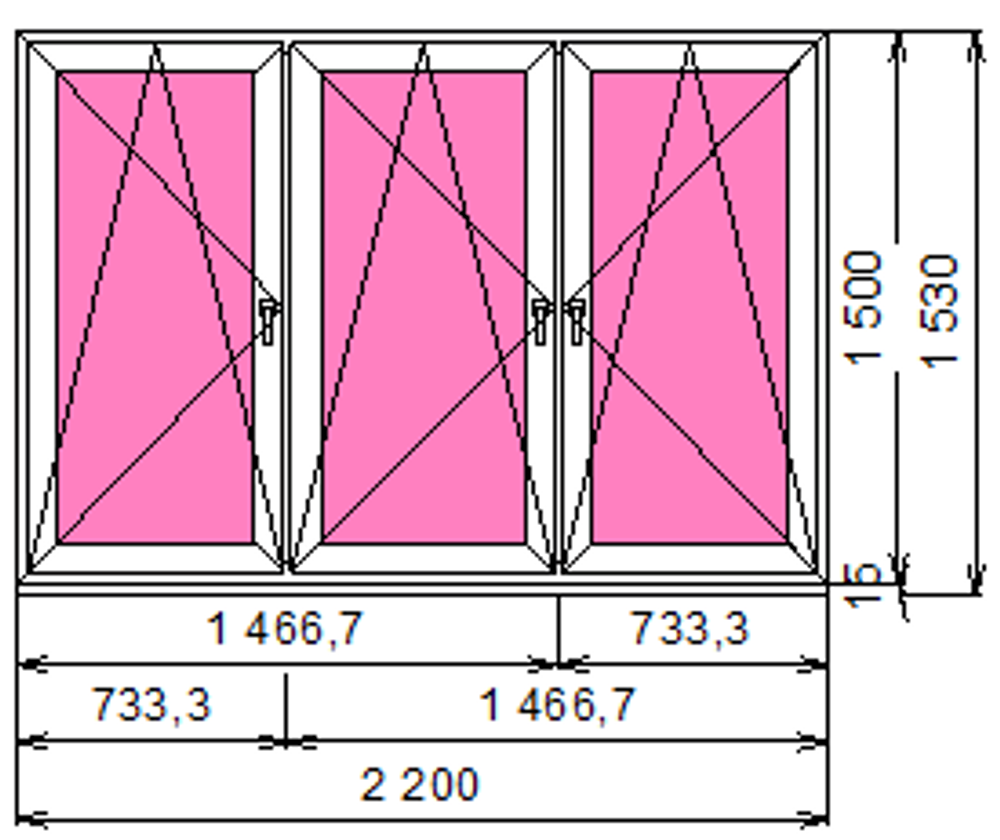 Пластиковое окно 1500 х 2200  ТермА Эко