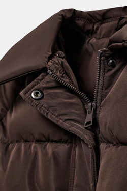 ZARA УТЕПЛЕННАЯ КУРТКА-БОМБЕР С ЛАЦКАНАМИ ИЗ ИСКУССТВЕННОГО МЕХА, КОРИЧНЕВЫЙ