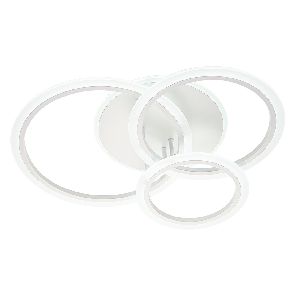 Потолочный светодиодный светильник 85Вт, 6134Лм, 3000-6000К, Ra>80,  плавная регулировка мощности, изменение цветовой температуры, ночник,  металл/акрил, белый