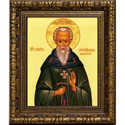 Никита Мидикийский преподобный игумен. Икона на холсте.