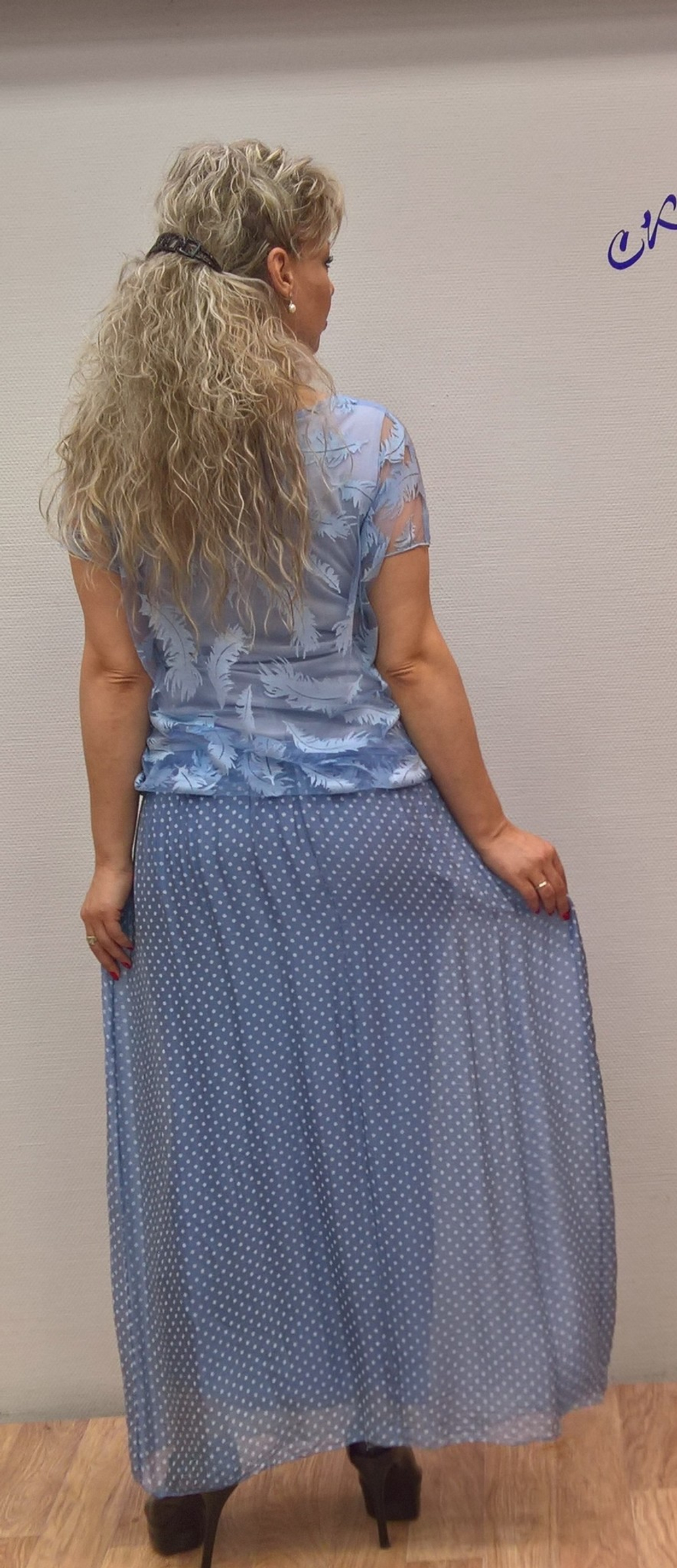 Итальянская шелковая юбка на широком поясе