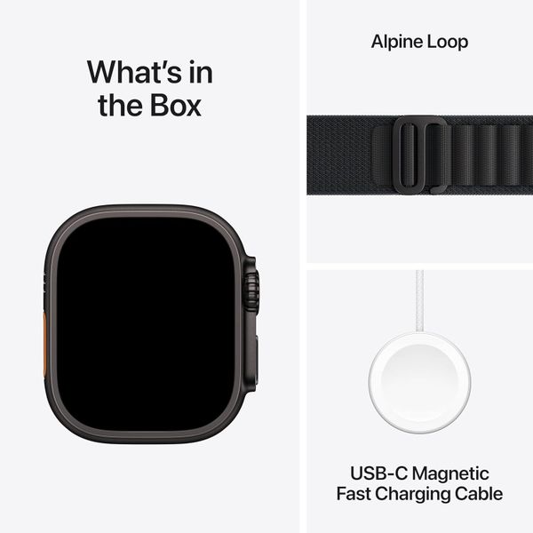 Умные часы Apple Watch Ultra 3 49 мм черный титан, ремешок Alpine черного цвета (S)