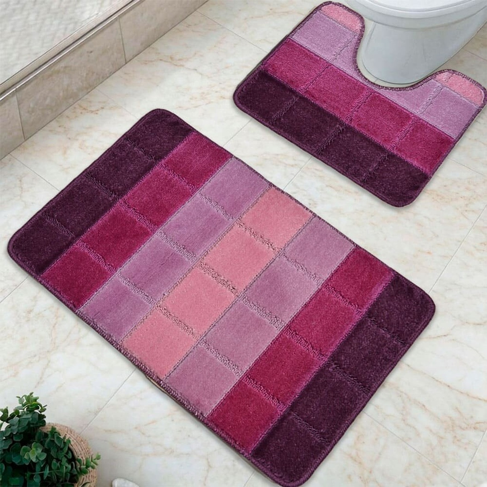 Комплект ковриков DKTX Comfort Quadro 2шт 50*80/50*40см 10мм (розовый)