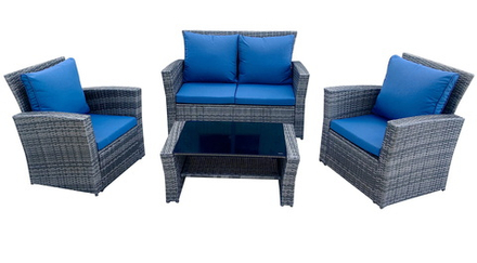 "Портленд" лаунж-зона из искусственного ротанга на 4 персоны, цвет серый