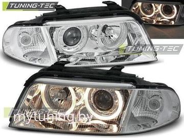 Передние фары Audi A4 B5 angel eyes chrome