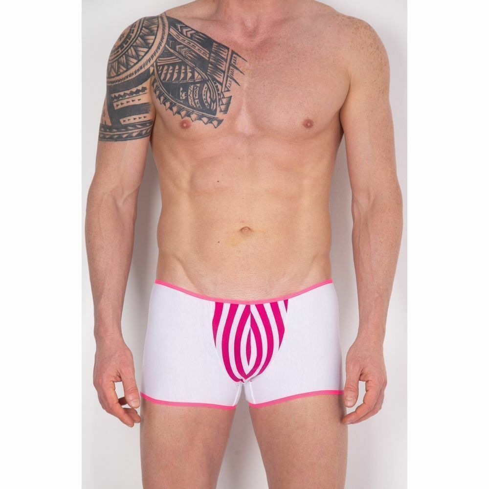 Мужские трусы боксеры белые с розово-белой вставкой Cosmos Colors FC30_PW