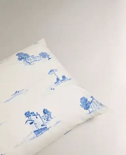 ZARA HOME НАВОЛОЧКА С УЗОРОМ, СИНИЙ