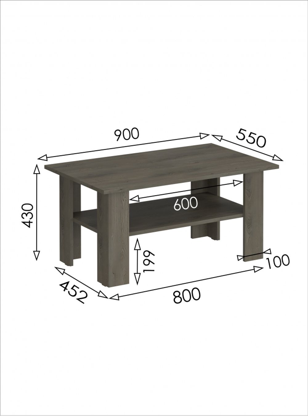 Стол журнальный 9 (Дуб Денвер графит), МФ 1+1  АКЦИЯ продажа