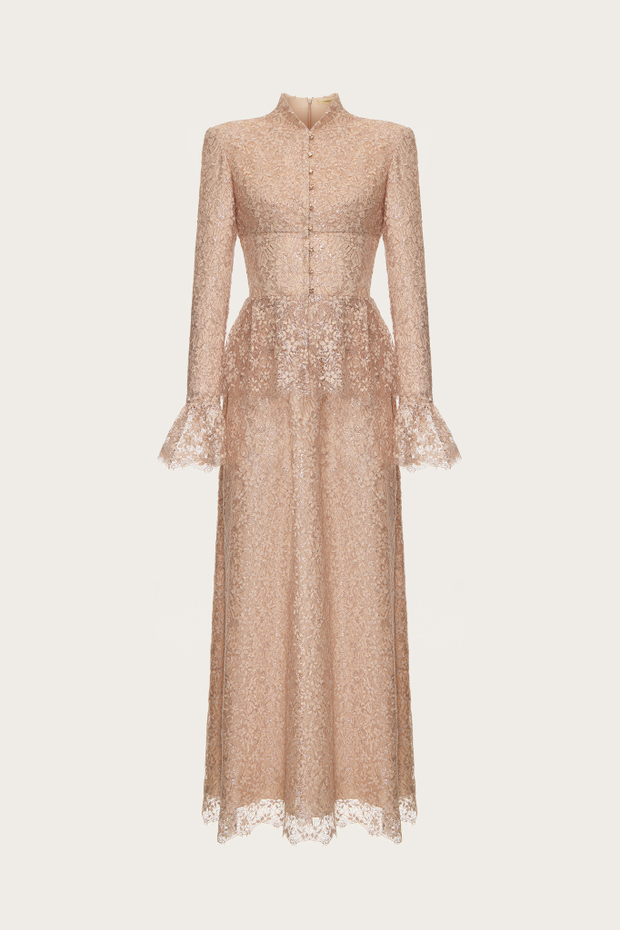 ПЛАТЬЕ МАКСИ ИЗ ШЕЛКА И КРУЖЕВА