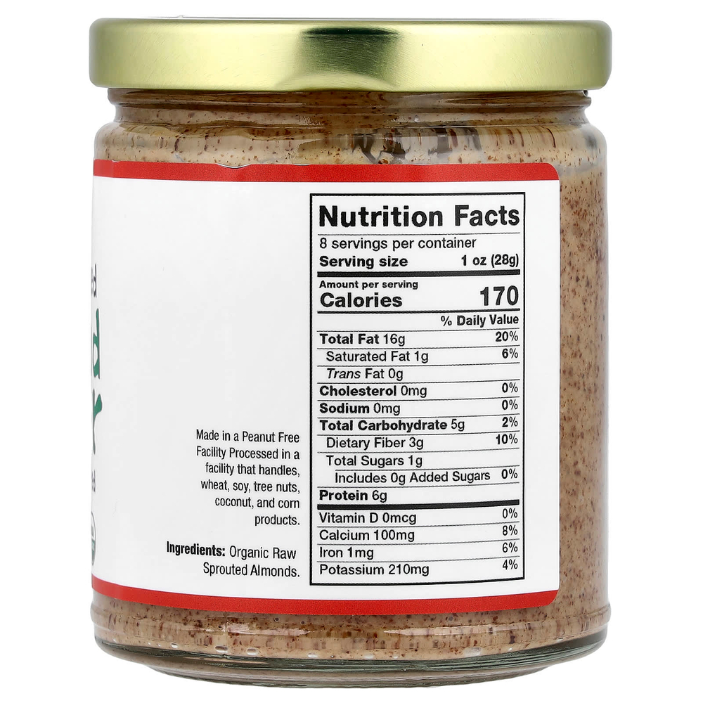 Jiva Organics, Необработанное масло из ростков миндаля, несоленое сливочное масло, 228 г (8 унций)