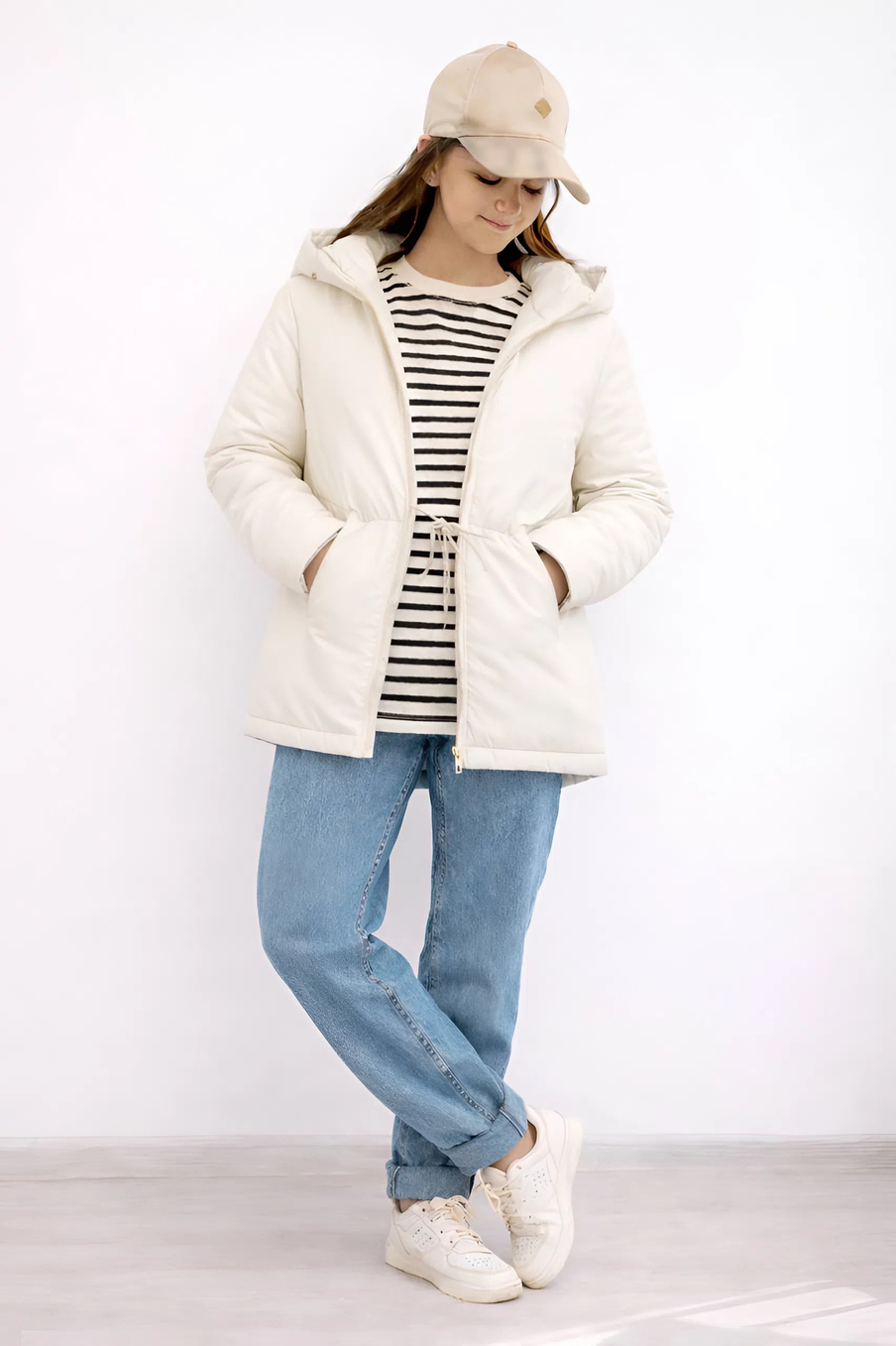 Парка демисезонная для девочки "HN-8" ваниль