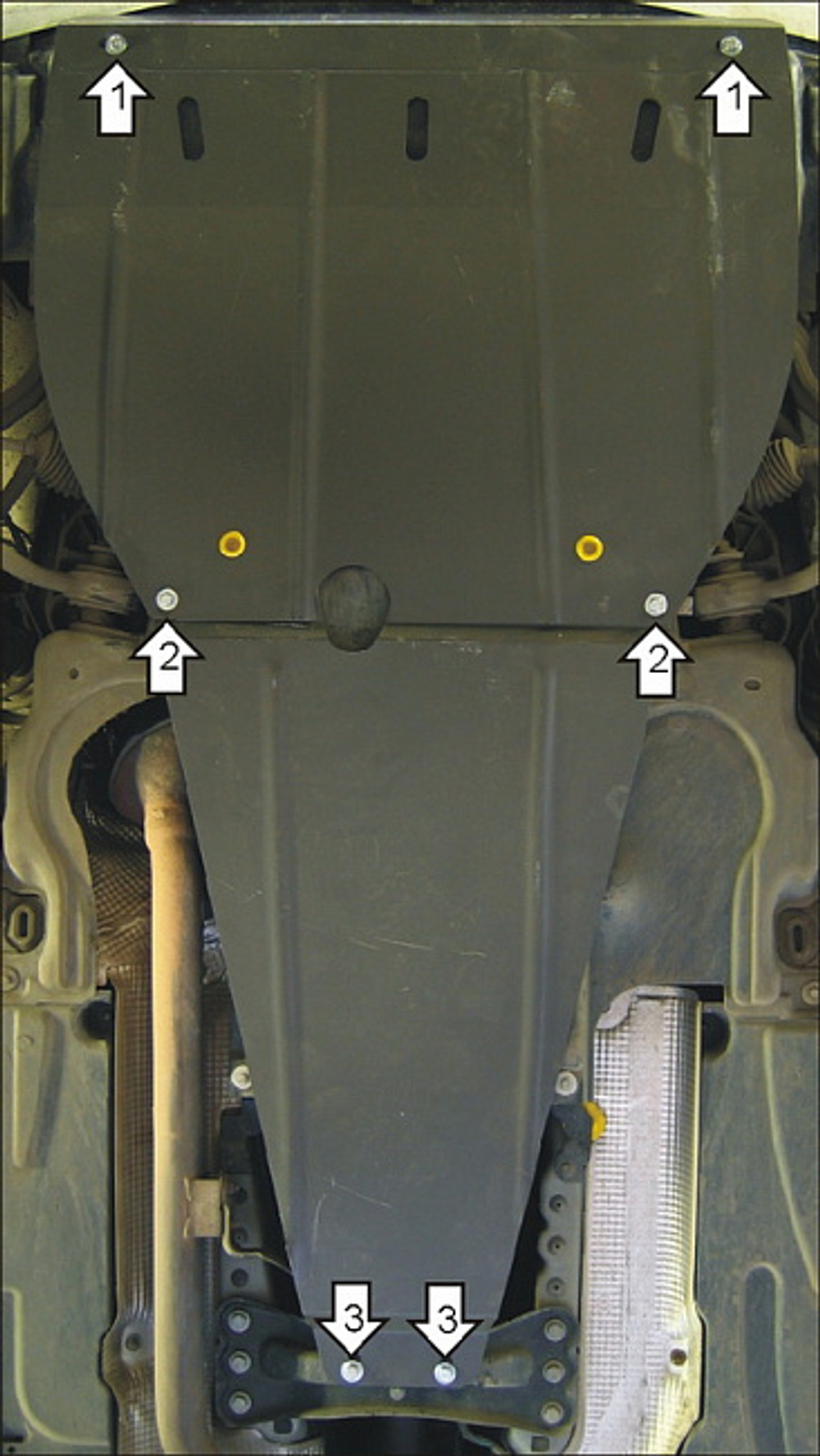 Защита картера Двигателя, КПП. 2 мм, Сталь. для Mercedes C-class 2000-2007 MOTODOR.01219