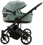 Детская коляска для двойни Adamex Leo Duo Deluxe 2 в 1 DUO-SA20 (СЕРО-ЗЕЛЁНАЯ КОЖА)
