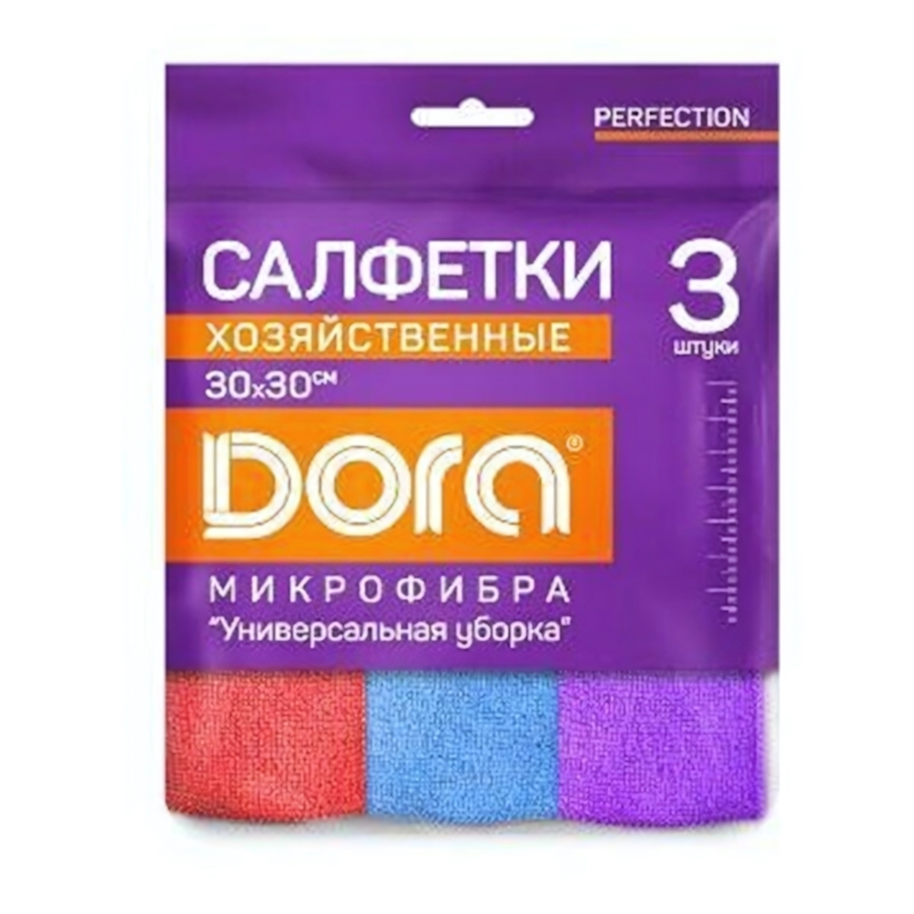 Набор салфеток из микрофибры Dora "Универсальная", 30х30см, 3шт