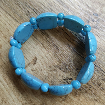 Браслет полукруг через шарик, бирюза, 21x17 мм