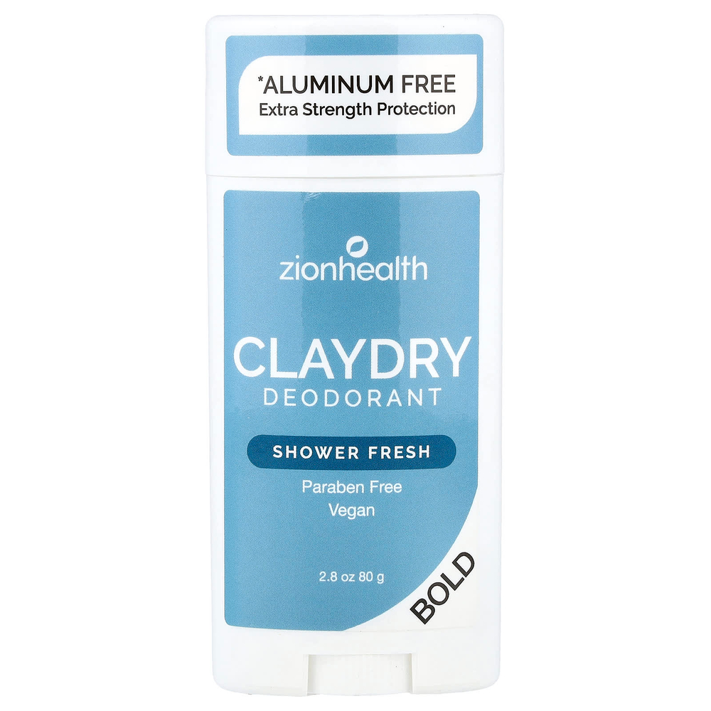 Zion Health, Bold, ClayDry Deodorant, Shower Fresh, 2,8 унции (80 г)
