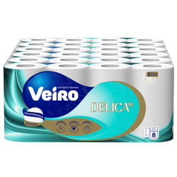 Туалетная бумага в рулонах Veiro Delicate 3 слоя (48 рулонов х 15 м)