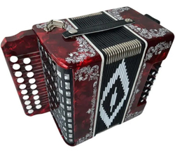 ГАРМОНЬ "ЧАЙКА" (S48ХL, 19х12), ЦВЕТ КРАСНЫЙ, РОСПИСЬ "БЕЛЫМ"